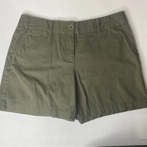Ann Taylor Loft The Riviera Short Sz 8 Color Olive Front Pockets Zipper Closure